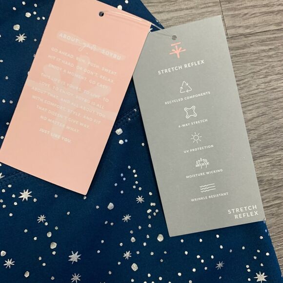 Soybu Leggings Womens XS Silver Stars 4Way Stretch UV Protect High Rise Fitted - Picture 8 of 12